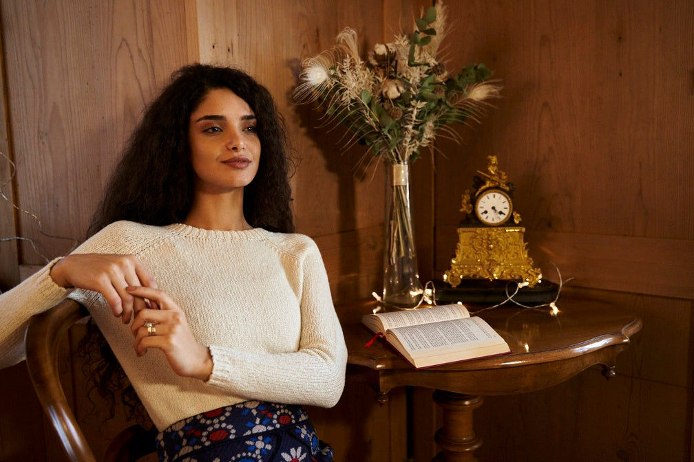 Alpaka Rundhals Damen Pullover ELLA – Baby Alpaka & Bio-Pima Baumwolle