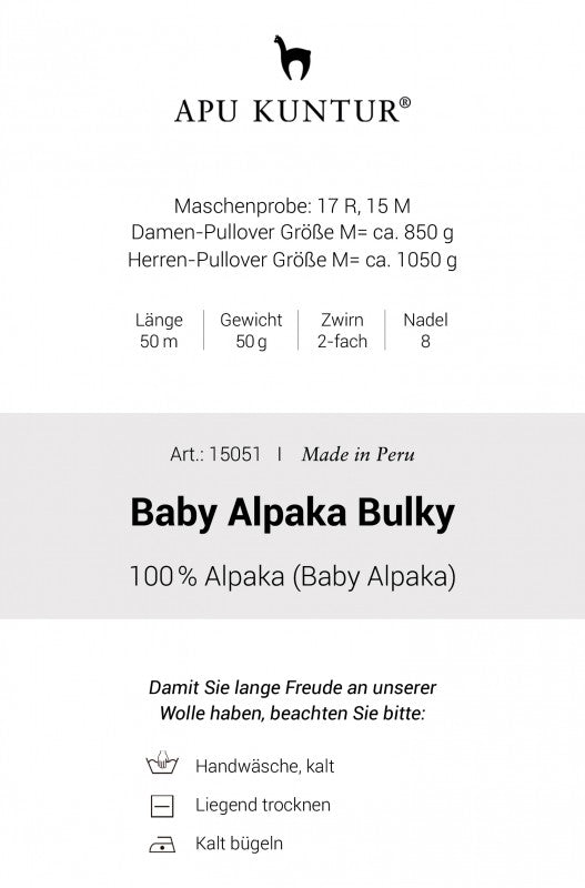 Alpaka Wolle 100% Baby Alpaka 50g bulky Faser Strickgarn, Strickwolle