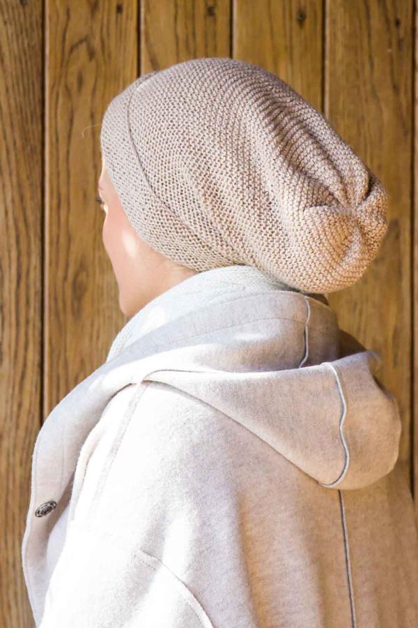 Mütze Alpaka hangestrickt Beanie