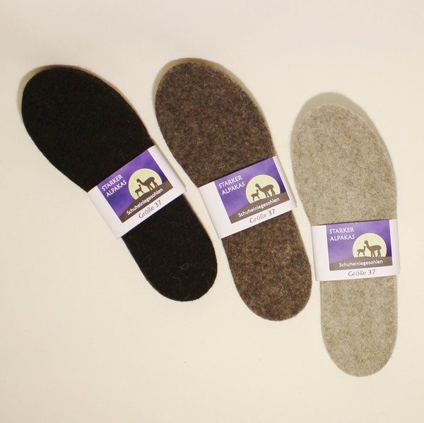 Gefilzte Alpaka Einlegesohlen für Schuhe