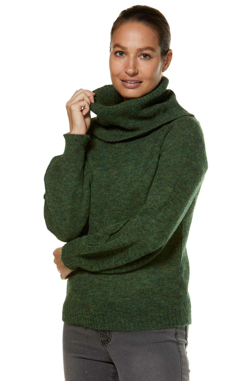 Alpaka Damen Rollkragen Pullover SALOMON – Modischer Crop-Strick mit Applikationen
