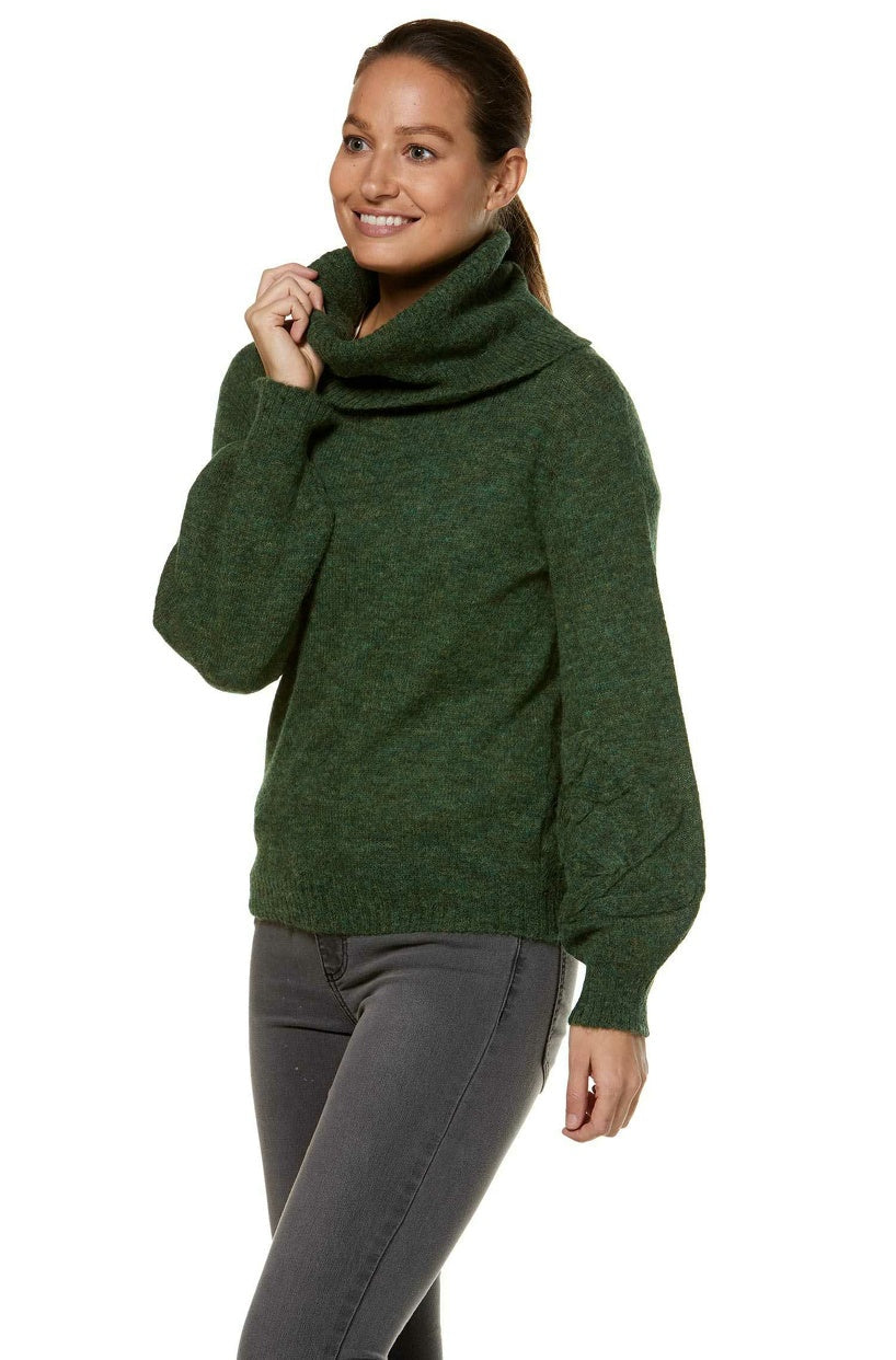 Alpaka Damen Rollkragen Pullover SALOMON – Modischer Crop-Strick mit Applikationen