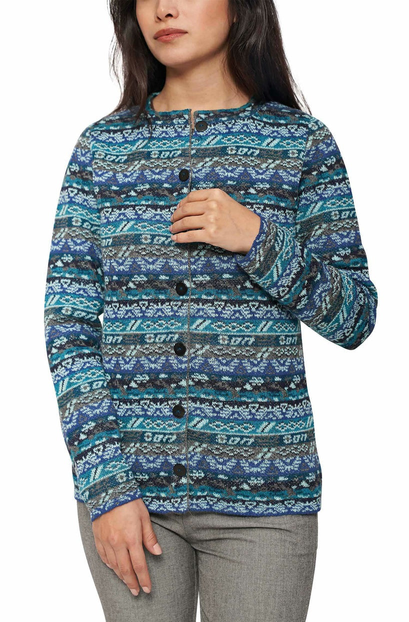 Apu Kuntur - Alpaka Strickjacke TAMIA – Jacquard-Cardigan aus 100% Baby Alpaka