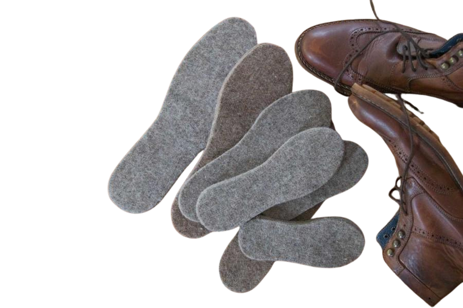 Gefilzte Alpaka Einlegesohlen für Schuhe