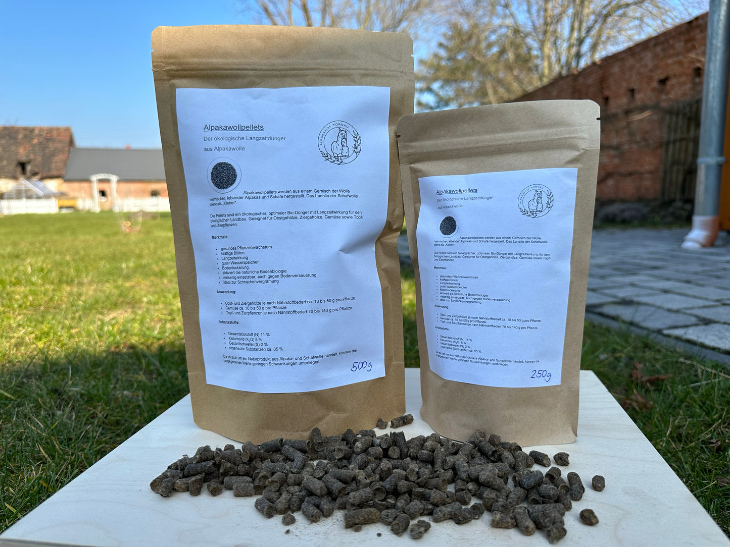 Ökologischer biologischer Naturdünger Alpakadünger Wolldünger Wollpellets