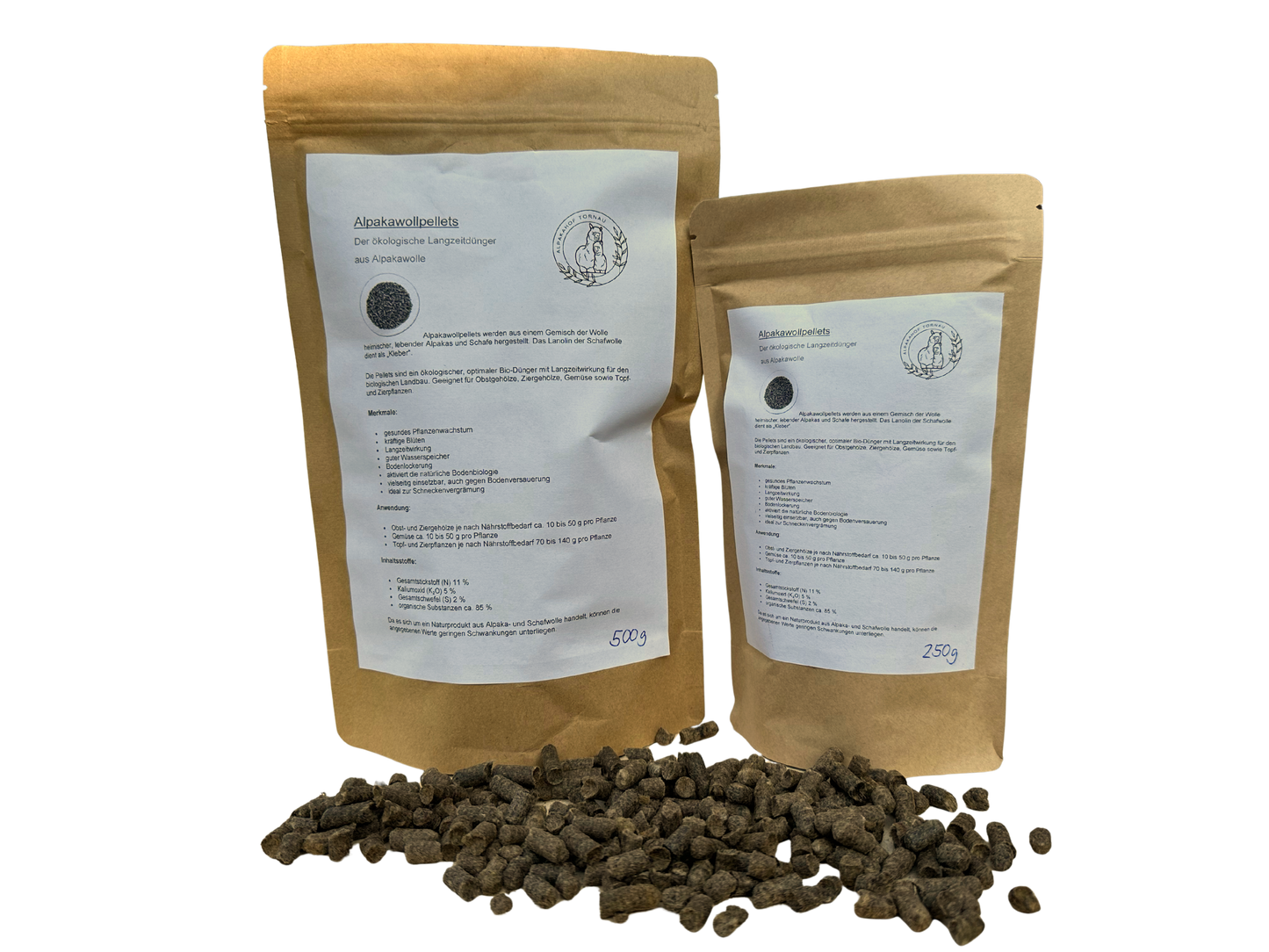 Ökologischer biologischer Naturdünger Alpakadünger Wolldünger Wollpellets
