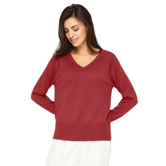 Damen Pullover AURELIA – V-Ausschnitt aus Bio-Baumwolle & Baby Alpaka