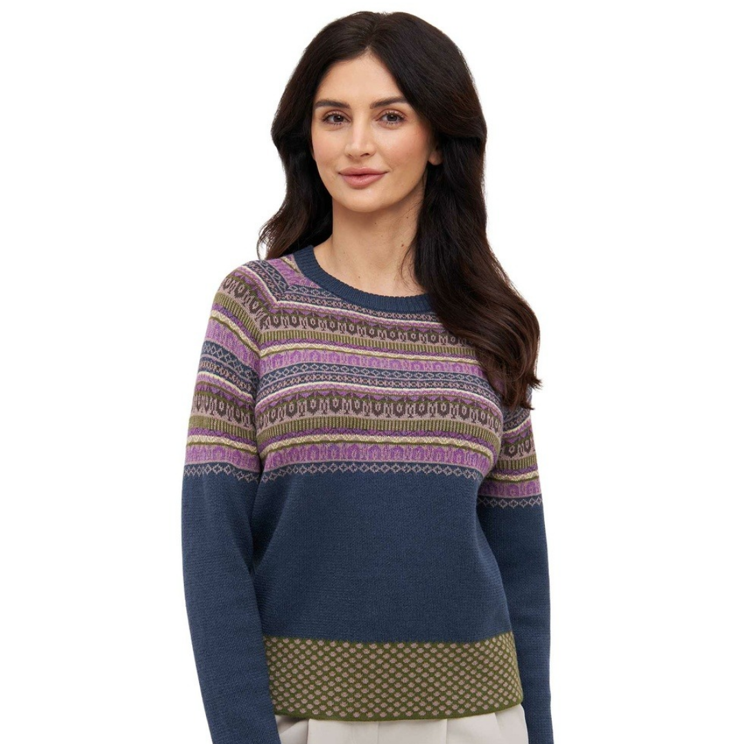 Alpaka Damen Pullover COLORES ANDEN – Kuscheliger Jacquard-Strick aus 100 % Baby Alpaka