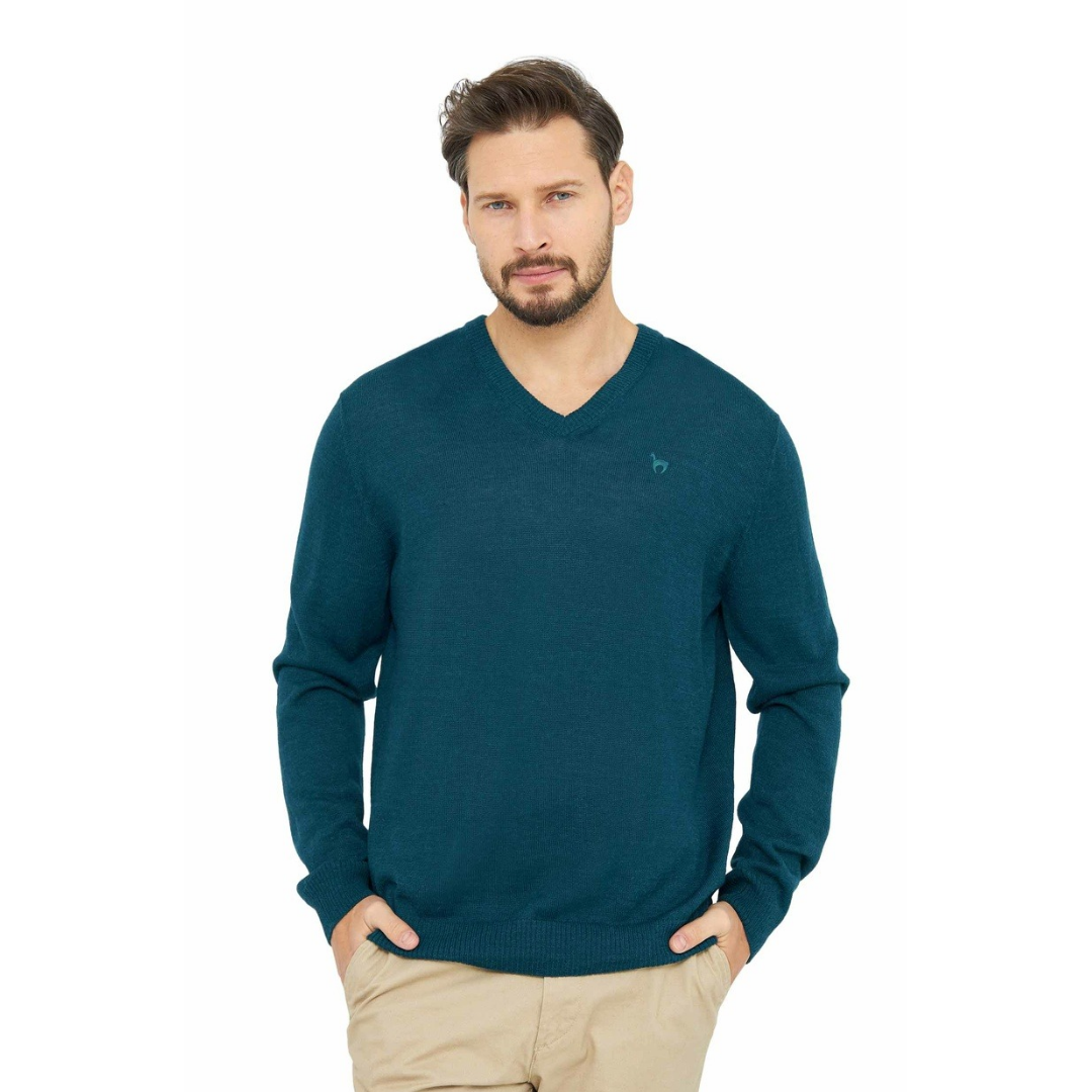 Apu Kuntur - Edler Herren-Pullover aus 100% Baby Alpaka - V-Kragen