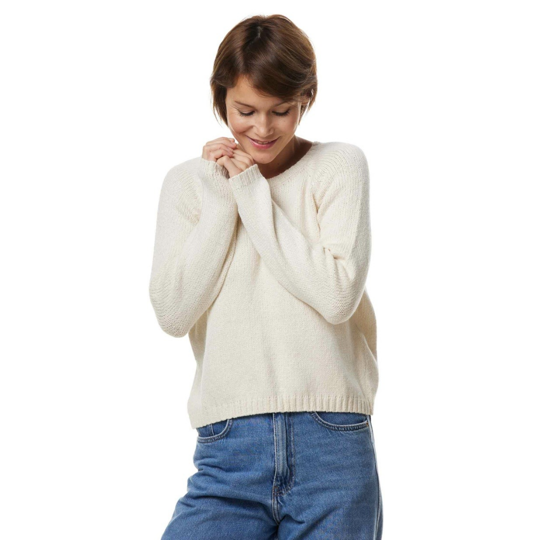 Alpaka Rundhals Damen Pullover ELLA – Baby Alpaka & Bio-Pima Baumwolle